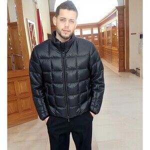 Ferrari Vintage Brand Puffer Quilted Jacket Gray Nylon Shiny Luxury